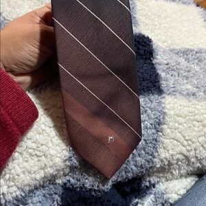 Paco Rabanne Burgundy/Black/Pink Ombre Stripe Men's Polyester Tie